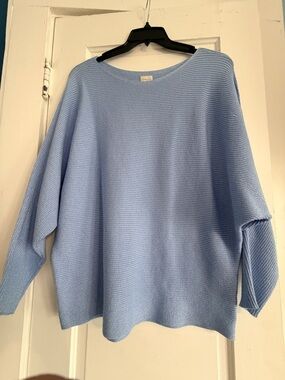 Chico's Light Blue with subtle sparkle Ribbed Boatneck Sweater